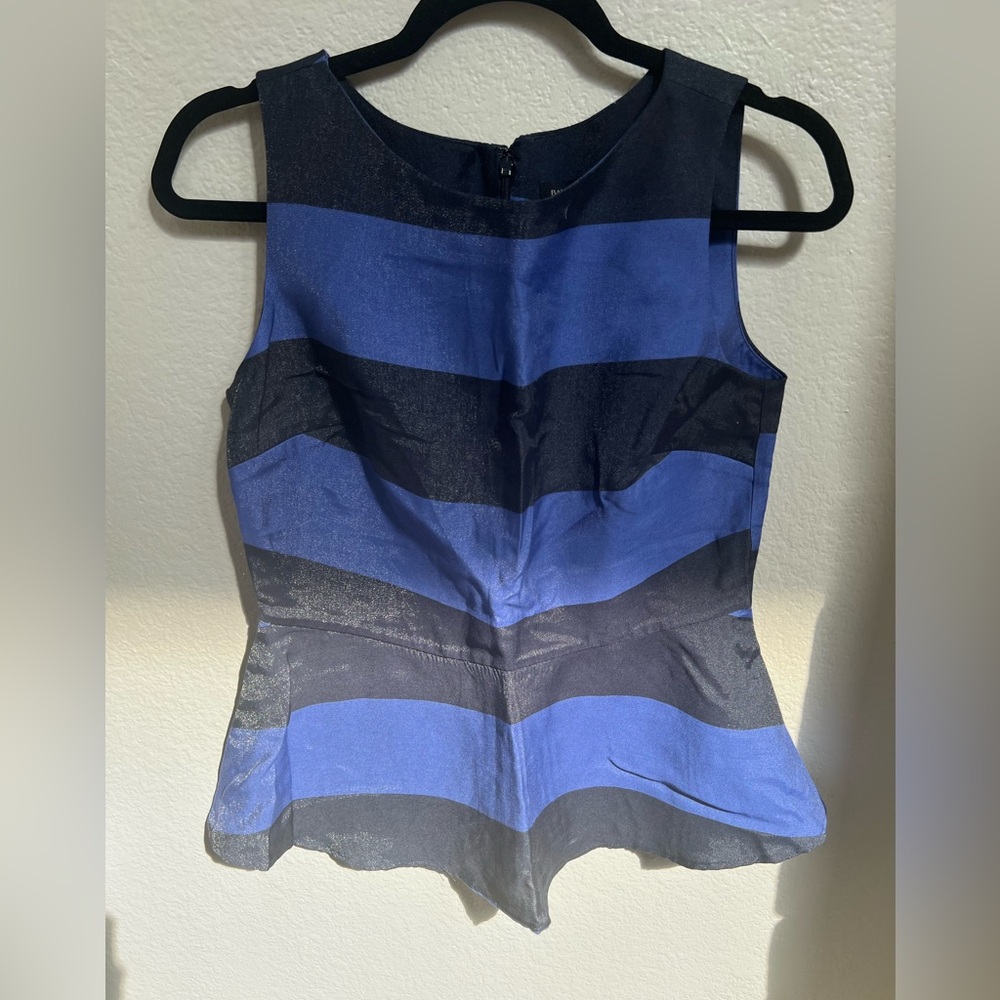 Banana Republic Blue and Black Striped Blouse